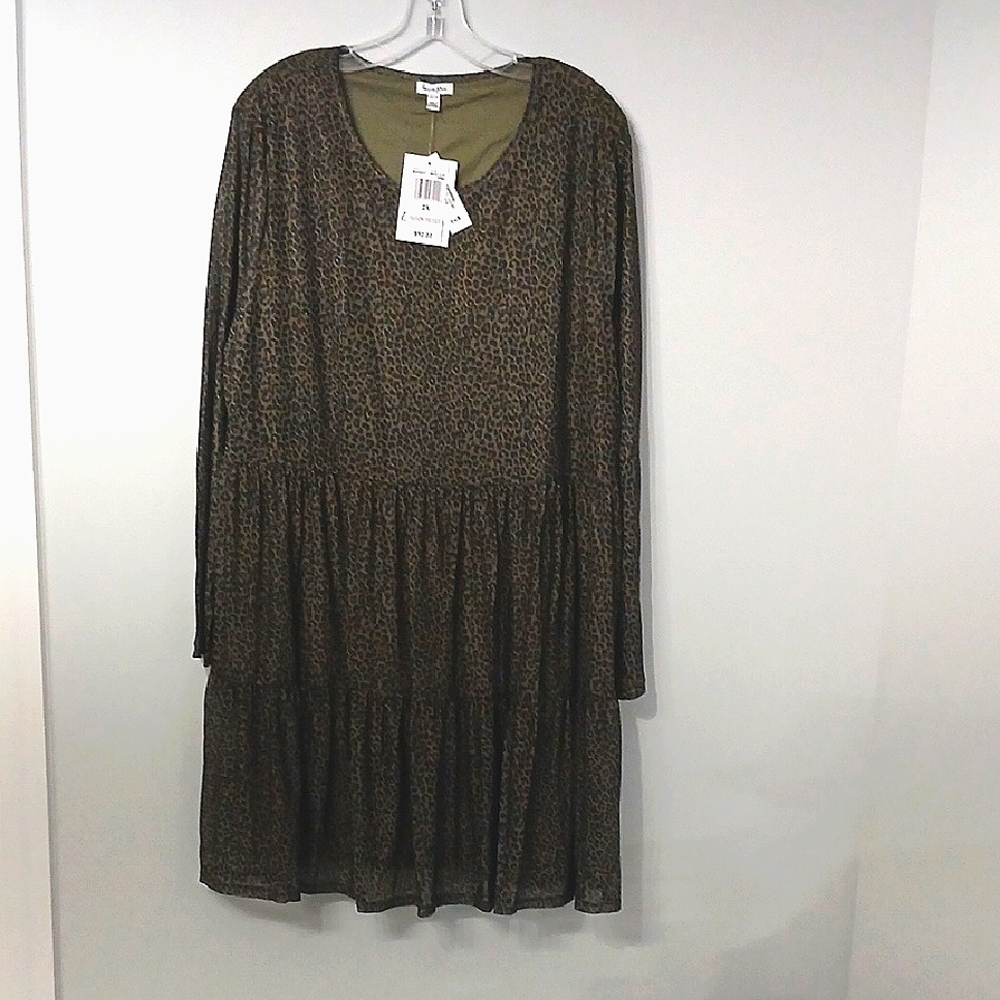 Leopard Print Long Sleeve Dress, new with tags, Sz 2X